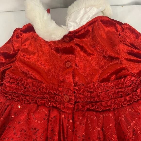 Holiday Editions Infant Girls Red Faux Fur & Sequin Dress Size 24 Mos - Picture 10 of 10